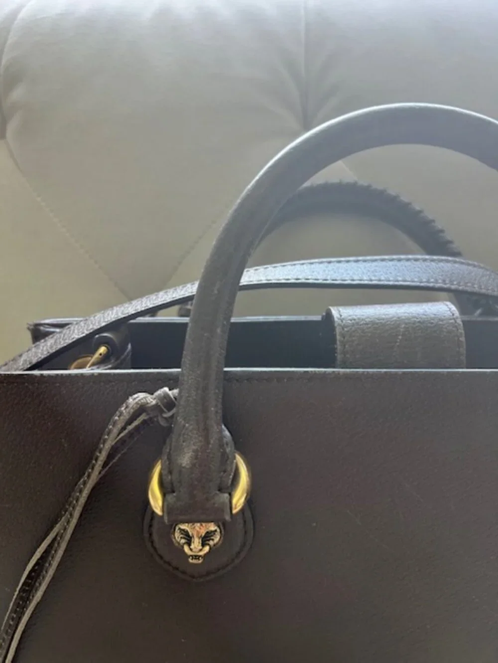Gucci Animalier brown leather Web tiger-head bag
